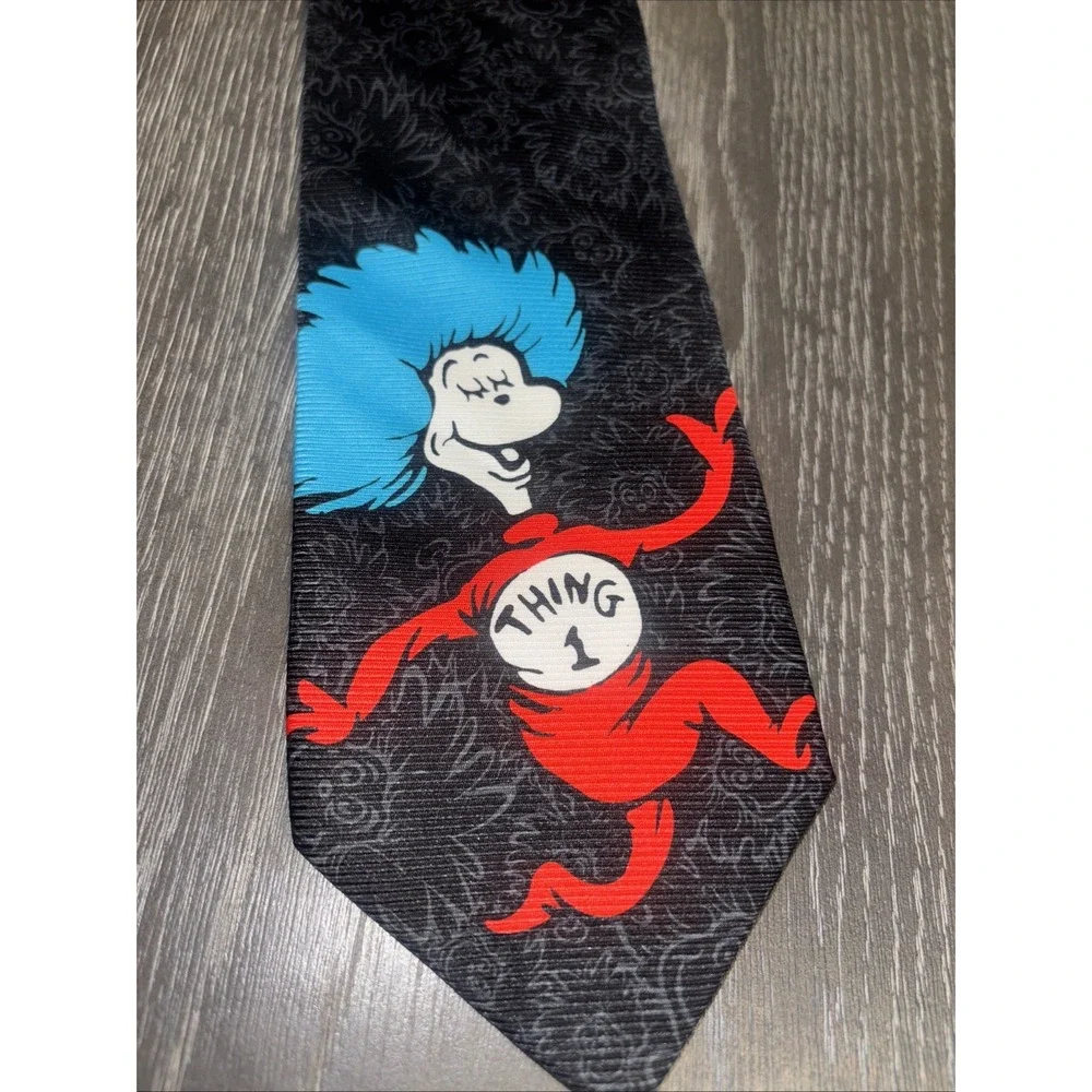 DR. SEUSS THING 1 POLYESTER TIE NECKTIE‎ CLOSE-UP PHOTO DESIGN